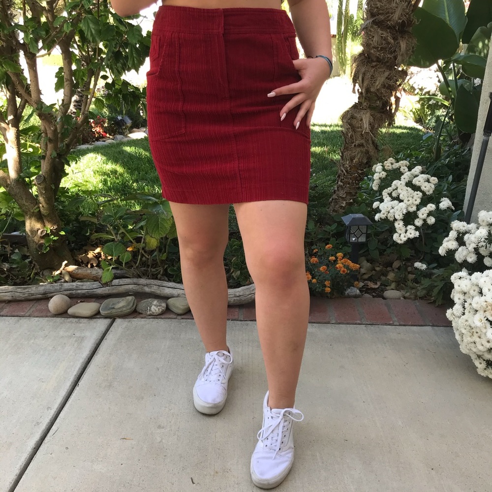 90’s INC Red Corduroy Mini Skirt